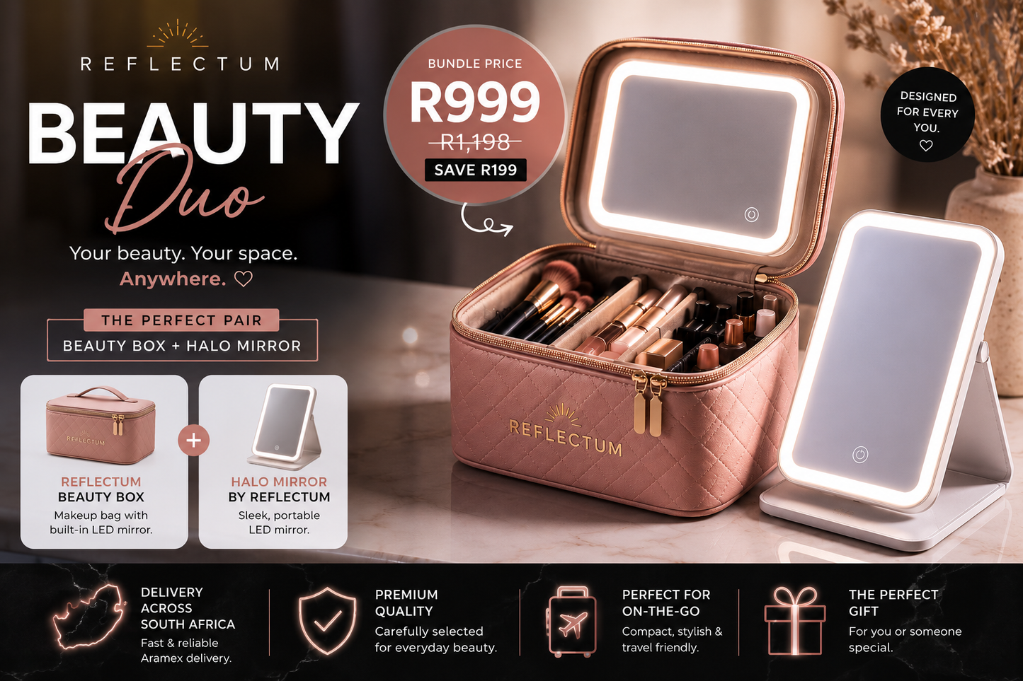 Reflectum beauty bundle-The Beauty Box + The Halo Mirror